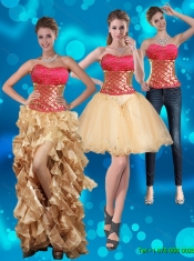 2015 Detachable Strapless Multi Color Prom Dresses with Beading and Embroidery