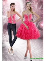 2015 Detachable Sweetheart Prom Dress with Beading and Ruffles