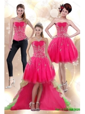 Detachable 2015 High Low Appliques Strapless Prom Dress