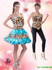 Detachable 2015 Prom Dress with Leopard Print and Ruffled Layers