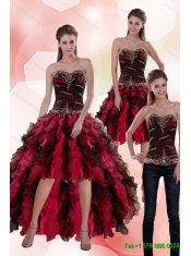 Detachable 2015 Sweetheart Multi Color Prom Dress with Beading and Ruffles