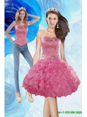 Detachable 2015 Sweetheart Yellow Prom Dress with Beading and Ruffles