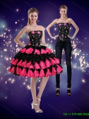 Detachable Multi Color 2015 Dama Dress with Appliques and Ruffled Layers