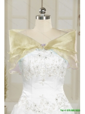 Detachable New Style Strapless 2015 Prom Dress with Embroidery and Ruffled Layers