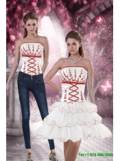 Detachable New Style Strapless 2015 Prom Dress with Embroidery and Ruffled Layers