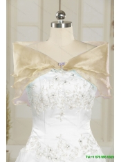 Detachable New Style Strapless White Prom Dresses with Ruffles and