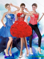 Detachable Sweetheart Red 2015 Prom Dress with Paillette and Pick Ups