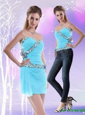 Detachable The Most Popular Mini Length Sweetheart Baby Blue Prom Dress with Beading