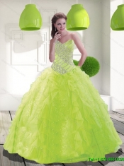 2015 Beautiful Sweetheart Beading Quinceanera Dress in Spring Green