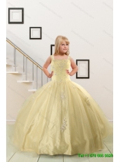 2015 Beautiful Sweetheart Champagne Quinceanera Dress and Pink Dama Dresses and Straps Ball Gown Little Girl Dress