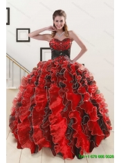 2015 Elegant Ruffles Multi Color Sweet 15 Dresse and Pretty Short Dama Dresses and Beading and Ruffles Little Girl Dress
