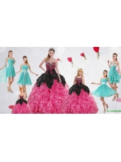 2015 Elegant Sweetheart Multi Color Quinceanera Gown and Ruching Short Prom Dresses and Multi Color Straps Little Girl Dress