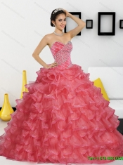 2015 Elegant Sweetheart Quinceanera Dresses with Appliques and Ruffled Layers