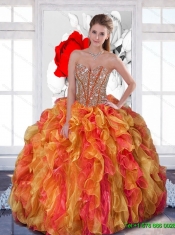 2015 Multi Color Sweet 16 Dress with Beading and Ruffles