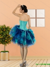 2015 New Style Beading and Ruffles Sweetheart Prom Dresses in Multi Color