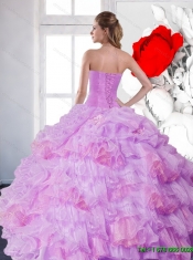 2015 New Style Lilac Quinceanera Gown with Beading and Ruffled Layers