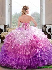 2015 New Styles Beading and Ruffled Layers Multi Color Dresses for Quince