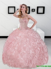 2015 New Styles Sweetheart Ball Gown Sweet 16 Dresses with Beading and Ruffles