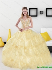 2015 New Styles Sweetheart Sweet 15 Dresses with Beading and Ruffled Layers
