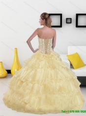 2015 New Styles Sweetheart Sweet 15 Dresses with Beading and Ruffled Layers