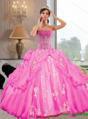 2015 Remarkable Strapless Ball Gown Quinceanera Dresses with Appliques