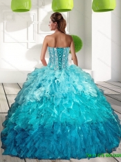 2015 Sweetheart Multi Color Quinceanera Gown with Ruffles and Beading