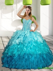 2015 Sweetheart Multi Color Quinceanera Gown with Ruffles and Beading