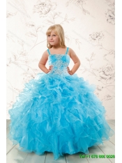 Baby Blue Ball Gown Ruffles Quinceanera Dress and Lilac Short Dama Dresses and Applique and Ruffles Little Girl Dress