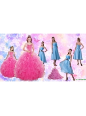 Beading and Ruffles Quinceanera Dress and Strapless Knee Length Baby Blue Dama Dresses and Rufles Cute Flower Girl Dress