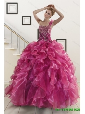 Beading One Shoulder Sweet 16 Dress and Elegant Ruching Long Prom Dresses and Ruffles Beading Straps Little Girl Dress