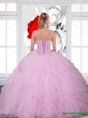 Beautiful Beading and Ruffles Sweetheart 2015 Quinceanera Dresses in Baby Pink