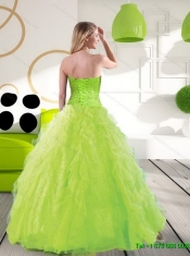 Beautiful Sweetheart Spring Green 2015 Quinceanera Dresses with Beading and Ruffles