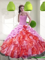 2015 Best  Pick Ups and Ruffles Sweet 15 Dresses in Multi Color