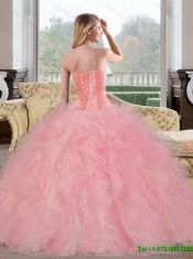 2015 Best  Beading and Ruffles Sweetheart Quinceanera Gown