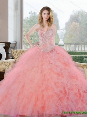 2015 Best  Beading and Ruffles Sweetheart Quinceanera Gown