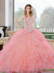 2015 Best Beading and Ruffles Sweetheart Quinceanera Gown