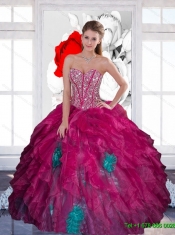 Best  Sweetheart Beading Multi Color 2015 Quinceanera Dress with Ruffles
