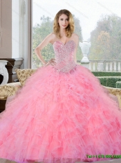 Best Beading and Ruffles Sweetheart Quinceanera Gown for 2015