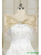 Best Beading and Ruffles Sweetheart 2015 Champagne Quinceanera Gown
