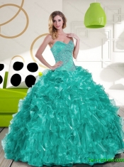 Best Sweetheart Beading and Ruffles Quinceanera Dress for 2015