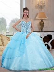 Best Spaghetti Straps 2015 Quinceanera Dresses with Beading