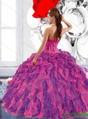 Colorful Sweetheart 2015 Quinceanera Dress with Appliques and Ruffles