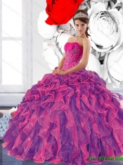 Colorful Sweetheart 2015 Quinceanera Dress with Appliques and Ruffles