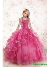Coral Red Strapless Beading Sweet 16 Dress and  Sweetheart Beading Prom Dresses and Halter Top Little Girl Dress