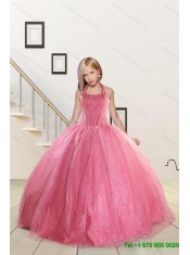 Cute Ball Gone Quinceanera Dress and Beading Baby Blue Dama Dresses and Rose Pink Halter Top Little Girl Dress