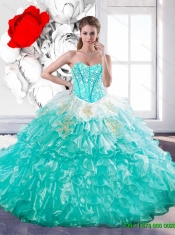 Discount Sweetheart Ball Gown Sweet 15 Dresses with Beading and Ruffles