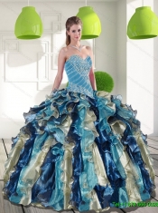 Fashionable Multi Color Quinceanera Dresses with Beading and Ruffles for 2015