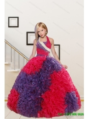 Multi Color Ball Gown Ruffles Quinceanera Dress and Ruching Baby Pink Dama Dresses and  Halter Top Multi Color Little Girl Dress