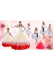 Multi Color Strapless Beading Quinceanera Dress and White Strapless Ruching Prom Dresses and  Halter Top Beading Little Girl Dress