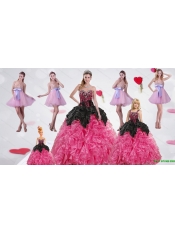 Multi Color Sweetheart Ruffles and Beading Dress for a Quinceanera and Sweetheart Bowknot Short Prom Dresses and Straps Multi Color Girl Pageant Dress